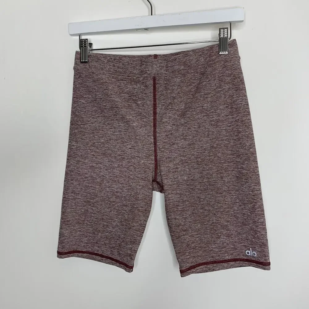Alo Yoga High Waisted Mauve Alosoft Flow Bike Shorts Womens Small